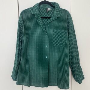 Oversized green button up